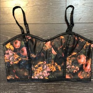 Faux leather bustier top